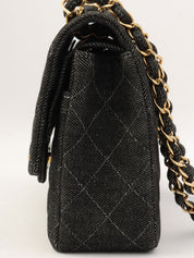 Around 1998 Made Denim Classic Flap Chain Bag 25cm Black