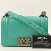 Around 2015 Boy Chanel Chain Shoulder Bag, Emerald Green