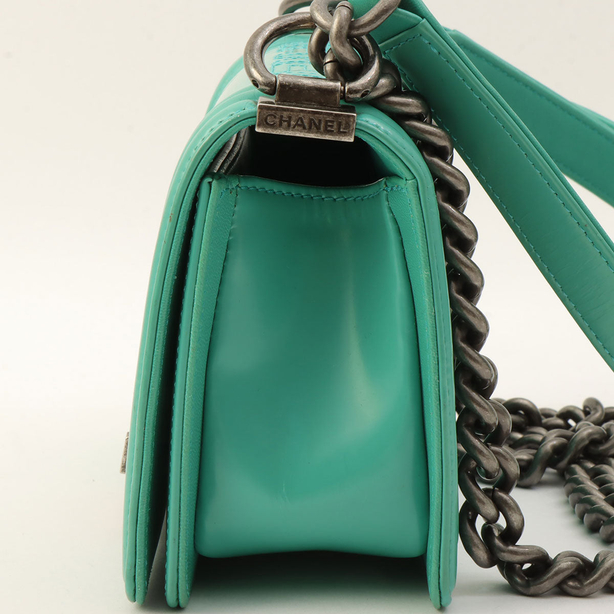 Around 2015 Boy Chanel Chain Shoulder Bag, Emerald Green