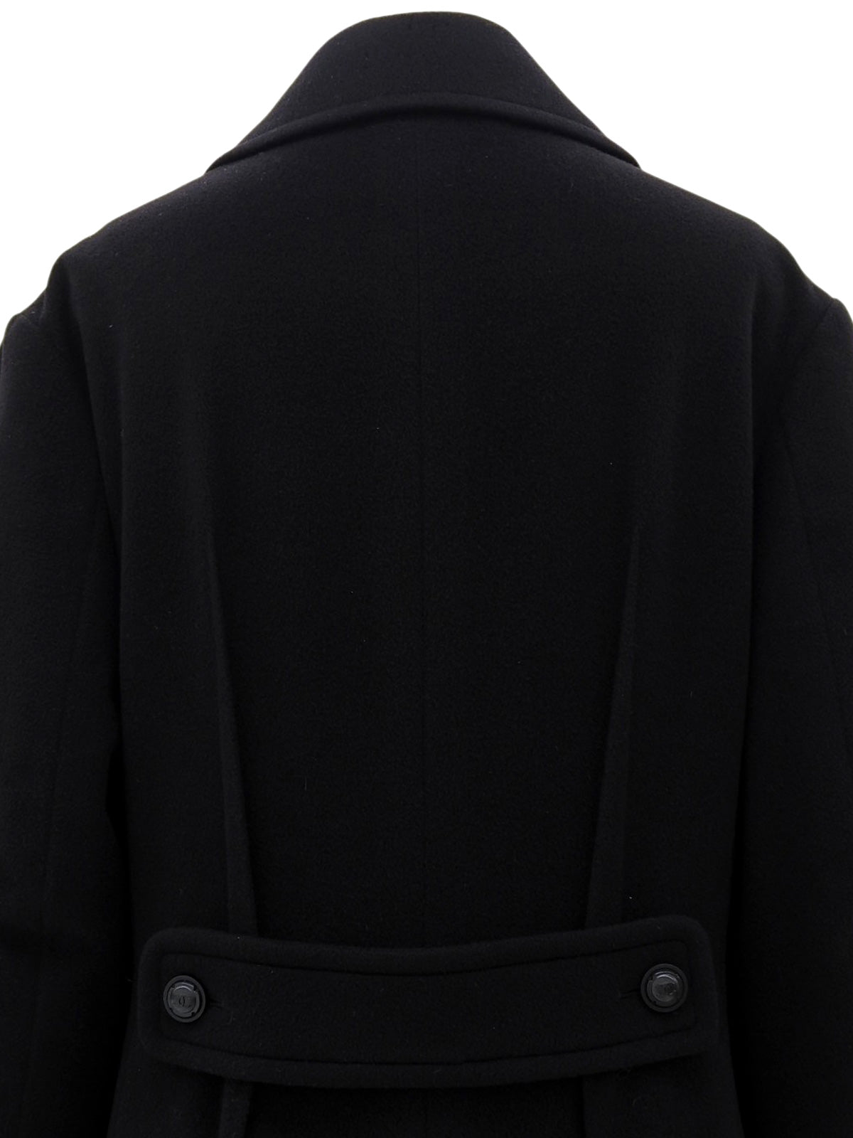 1997年羊绒CC标志纽扣长款黑色大衣