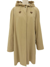 ノバチェックライニングロゴボタンフーデッドコート ベージュ