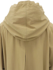 ノバチェックライニングロゴボタンフーデッドコート ベージュ