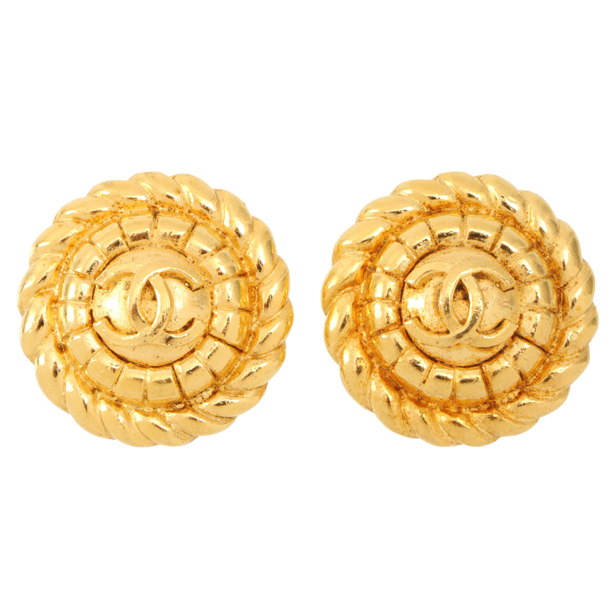 Round CC Mark Earrings Gold