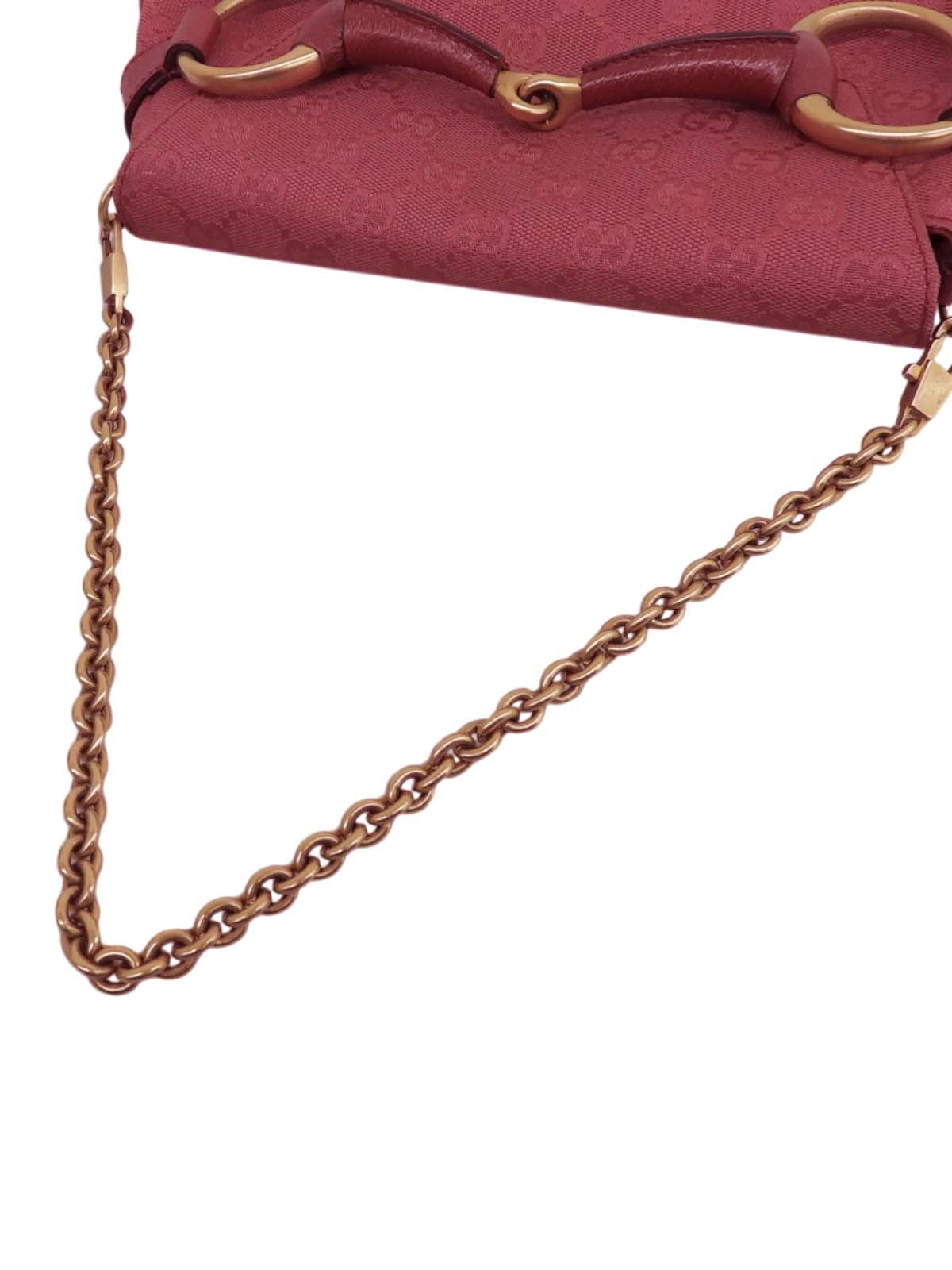 GGキャンバスホースビットプレートワンショルダーバッグ ピンク