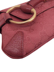 GGキャンバスホースビットプレートワンショルダーバッグ ピンク