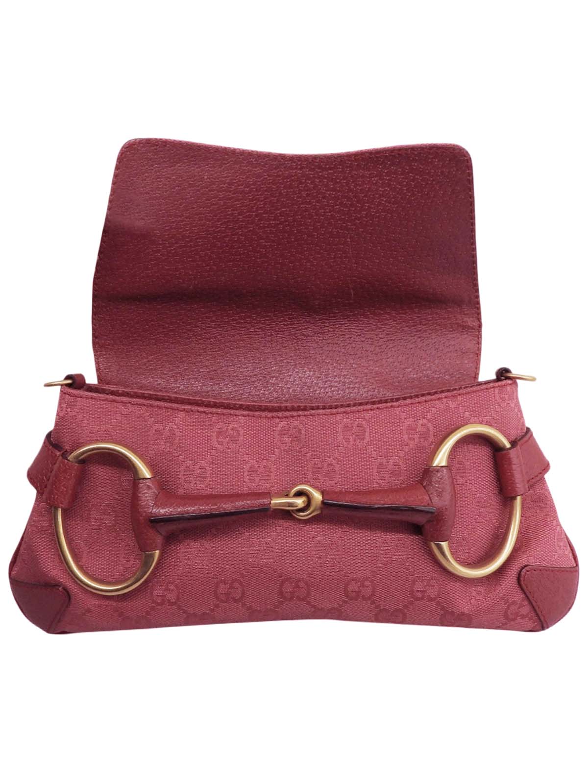 GGキャンバスホースビットプレートワンショルダーバッグ ピンク