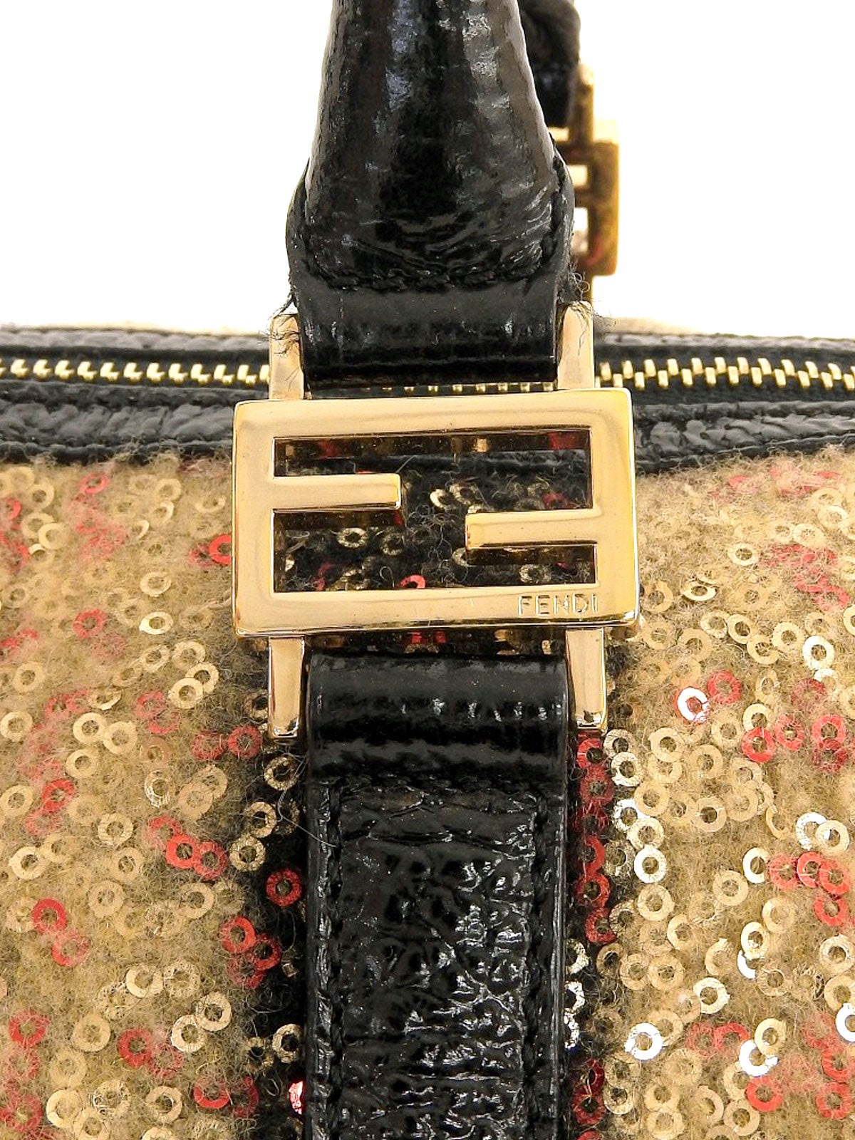 スパンコールミニボストンバッグ ブラック/マルチ