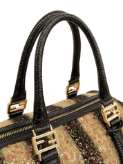 スパンコールミニボストンバッグ ブラック/マルチ