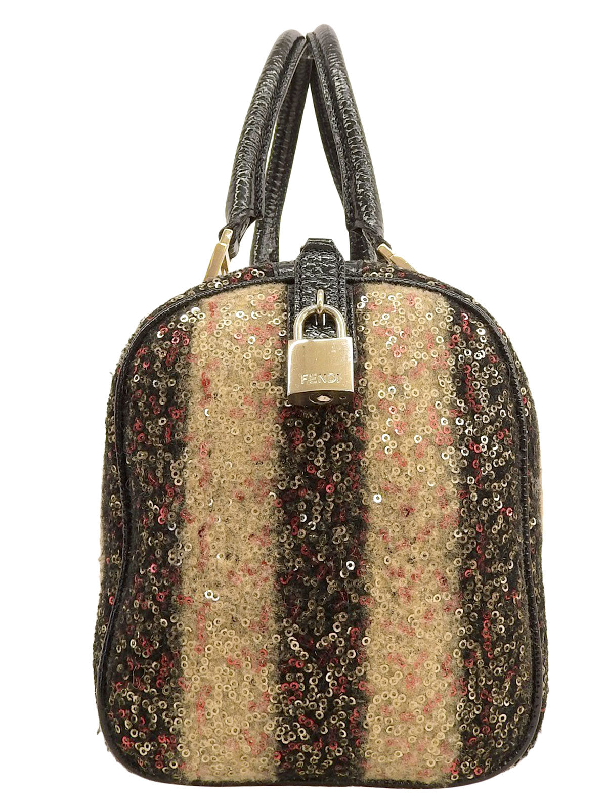 スパンコールミニボストンバッグ ブラック/マルチ