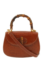 クロコダイルバンブー2wayバッグミニ ブラウン