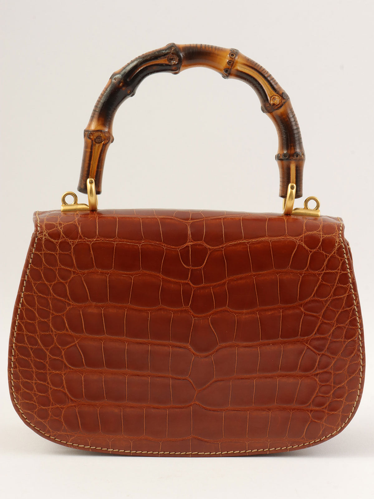 クロコダイルバンブー2wayバッグミニ ブラウン