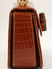クロコダイルバンブー2wayバッグミニ ブラウン