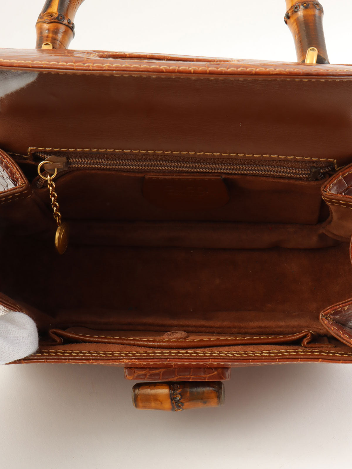 クロコダイルバンブー2wayバッグミニ ブラウン