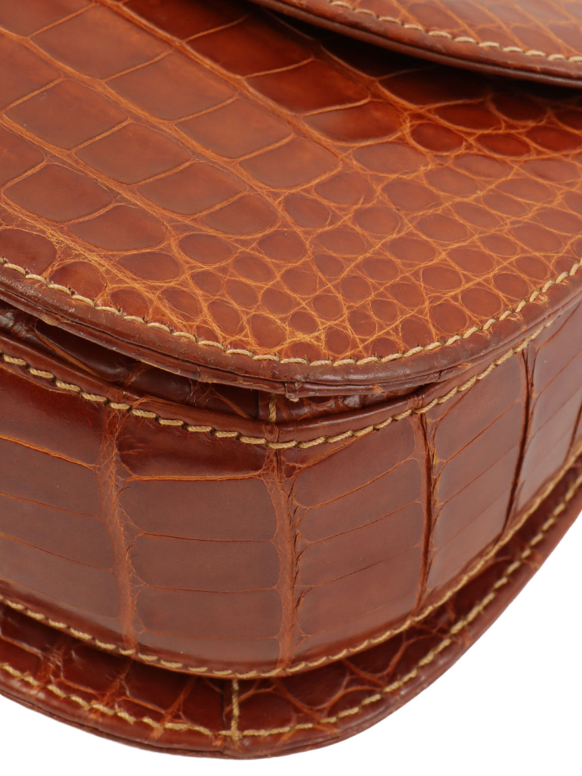 Crocodile Bamboo 2-Way Mini Bag, Brown