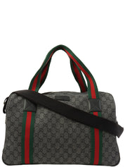 キャンバスGGパターンシェリーライン2wayボストンバッグ グレー/グリーン/レッド