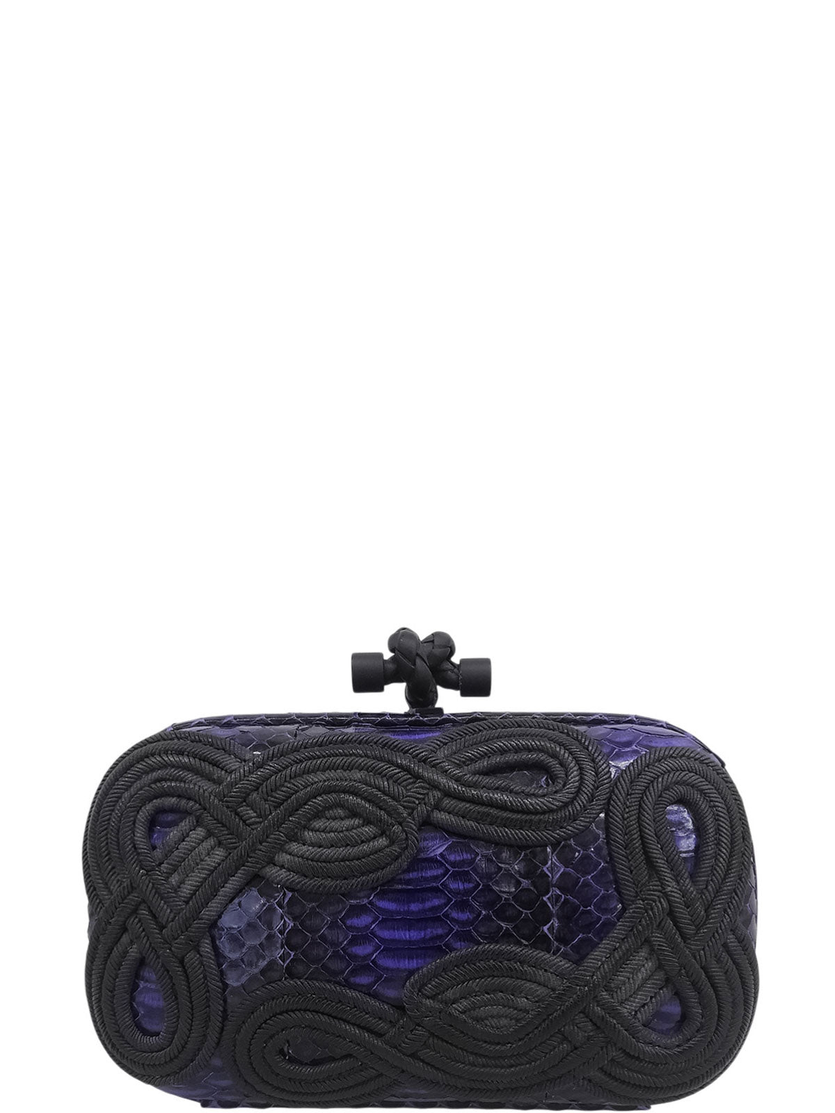 Knot design clutch bag, purple/black