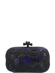 Knot design clutch bag, purple/black