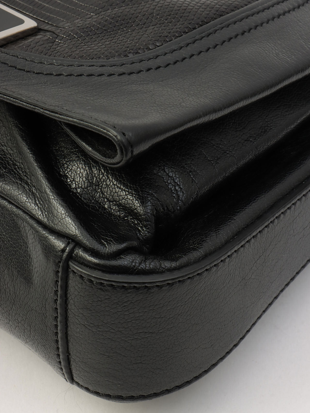 リザードエンボス2wayバッグ ブラック