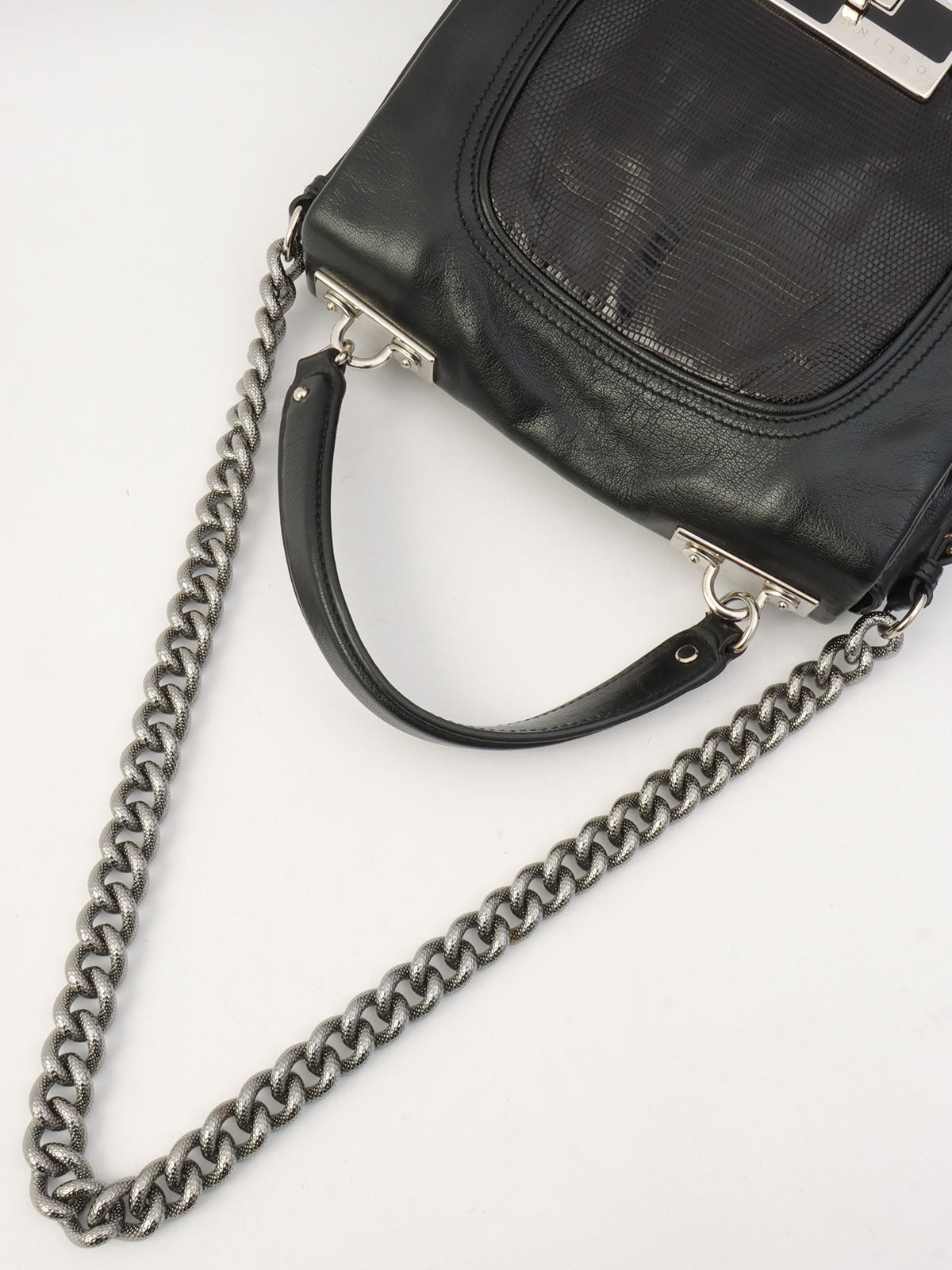 リザードエンボス2wayバッグ ブラック