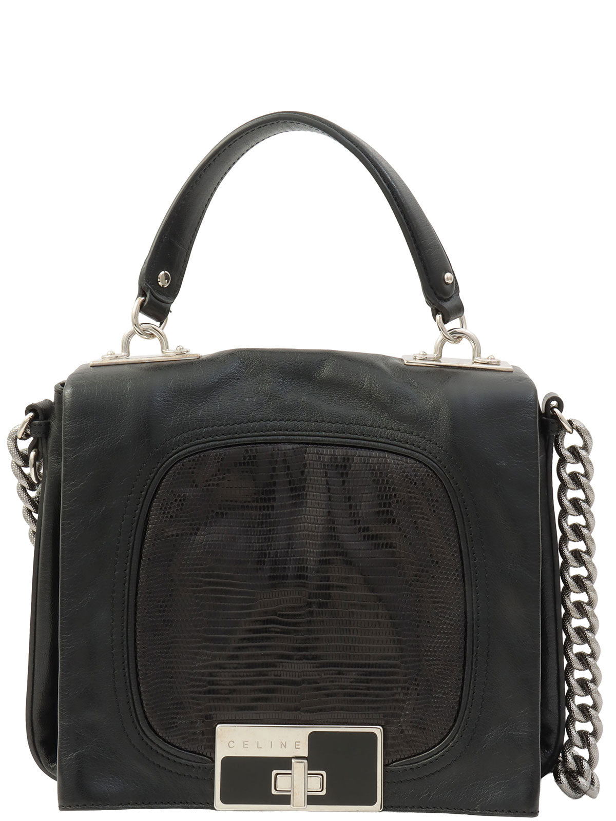 リザードエンボス2wayバッグ ブラック