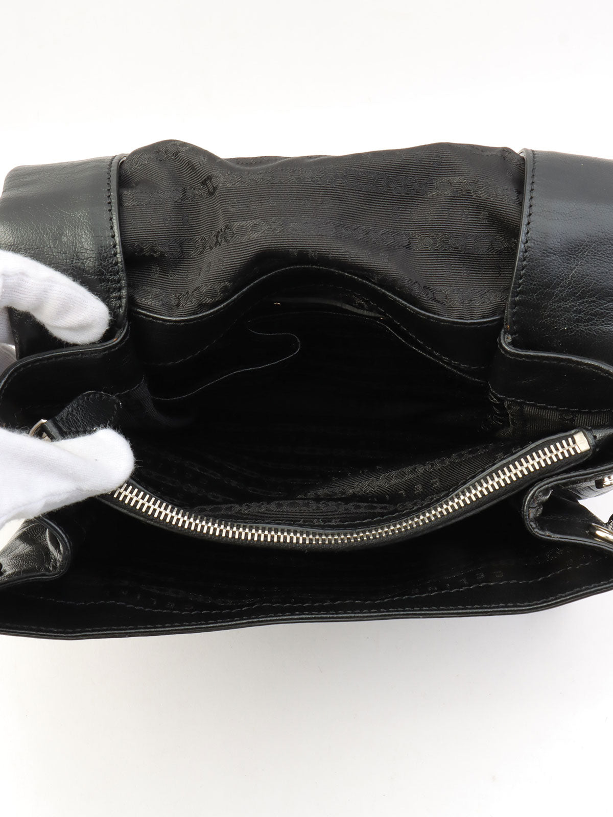 Lizard Embossed 2-Way Bag - Black