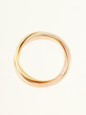 18K黄金/玫瑰金/白金三位一体戒指