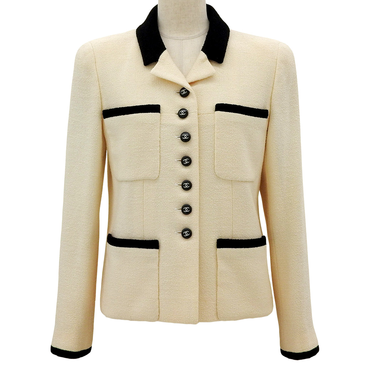 1996 Bicolor CC Mark Button Jacket #38 Ivory/Black