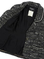 1994年製 ツイードCCマークボタンジャケット ブラック/ホワイト #36