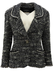 1994年製 ツイードCCマークボタンジャケット ブラック/ホワイト #36