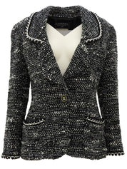 1994年製 ツイードCCマークボタンジャケット ブラック/ホワイト #36