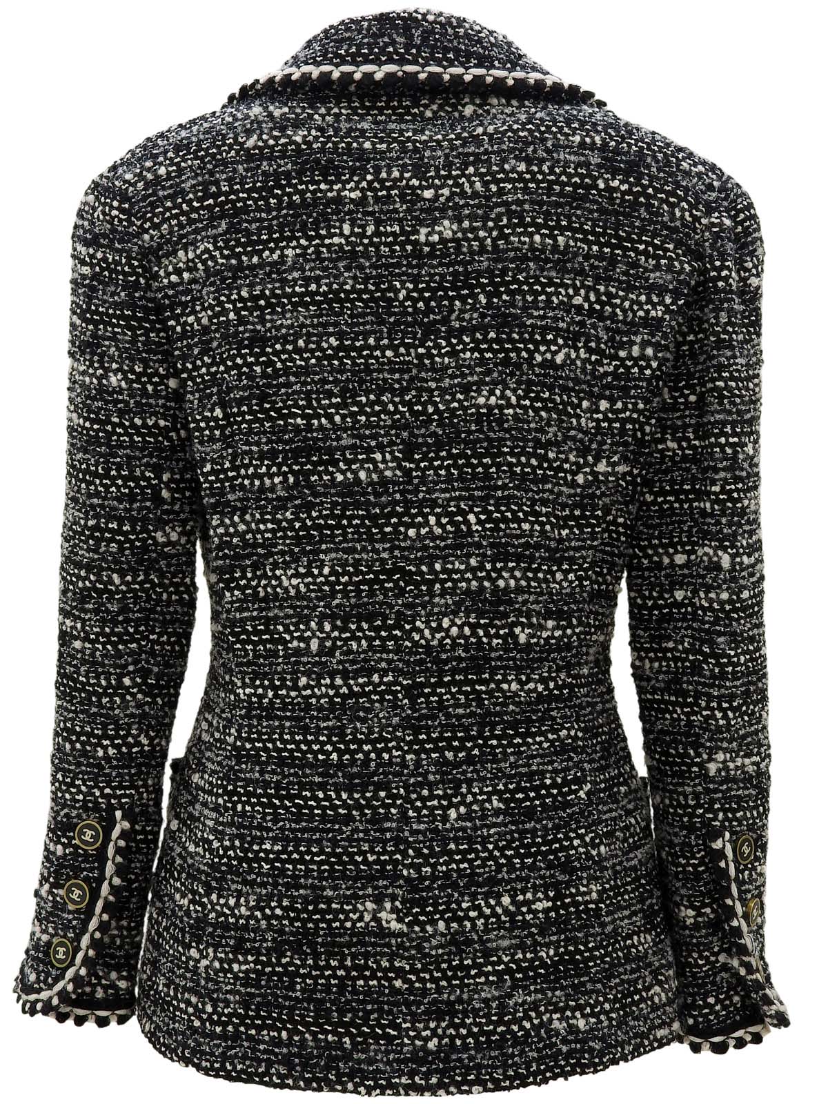 1994年製 ツイードCCマークボタンジャケット ブラック/ホワイト #36