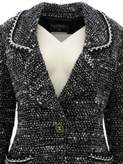 1994年製 ツイードCCマークボタンジャケット ブラック/ホワイト #36