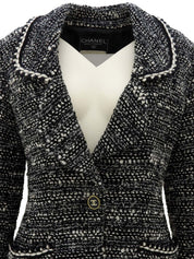 1994年製 ツイードCCマークボタンジャケット ブラック/ホワイト #36