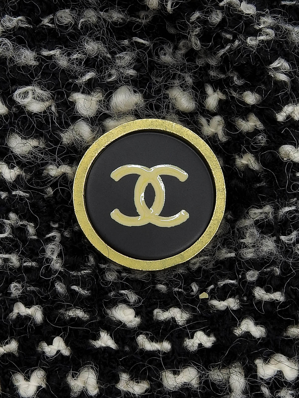 1994年製 ツイードCCマークボタンジャケット ブラック/ホワイト #36