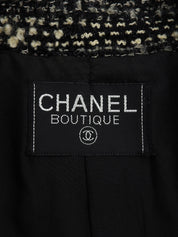 黑色/白色斜纹软呢CC标志纽扣夹克