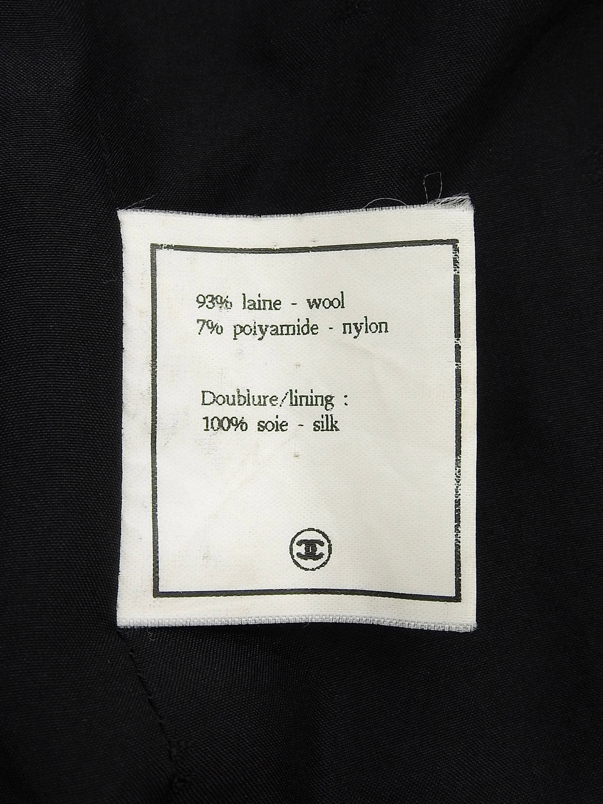 黑色/白色斜纹软呢CC标志纽扣夹克