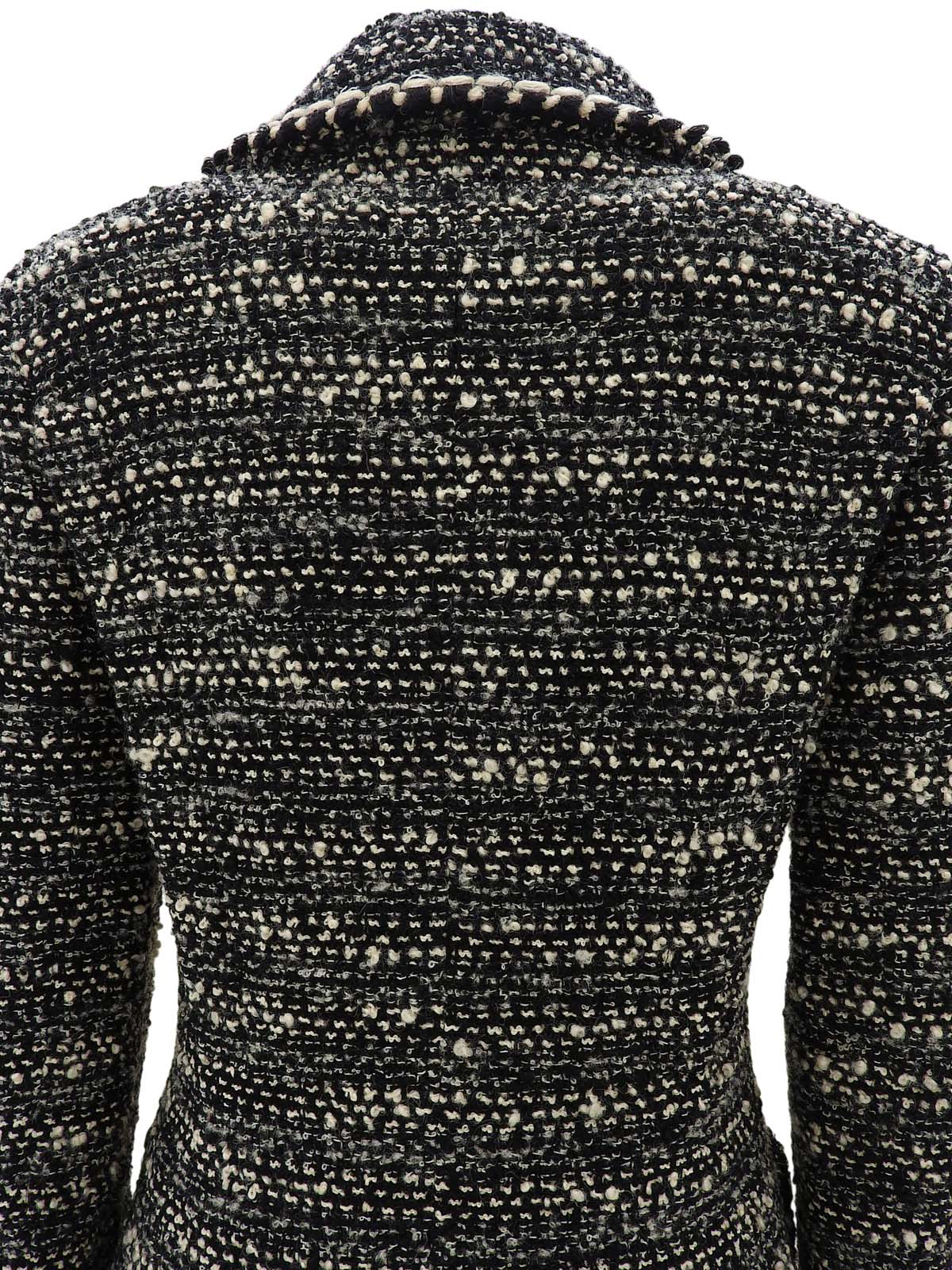 黑色/白色斜纹软呢CC标志纽扣夹克