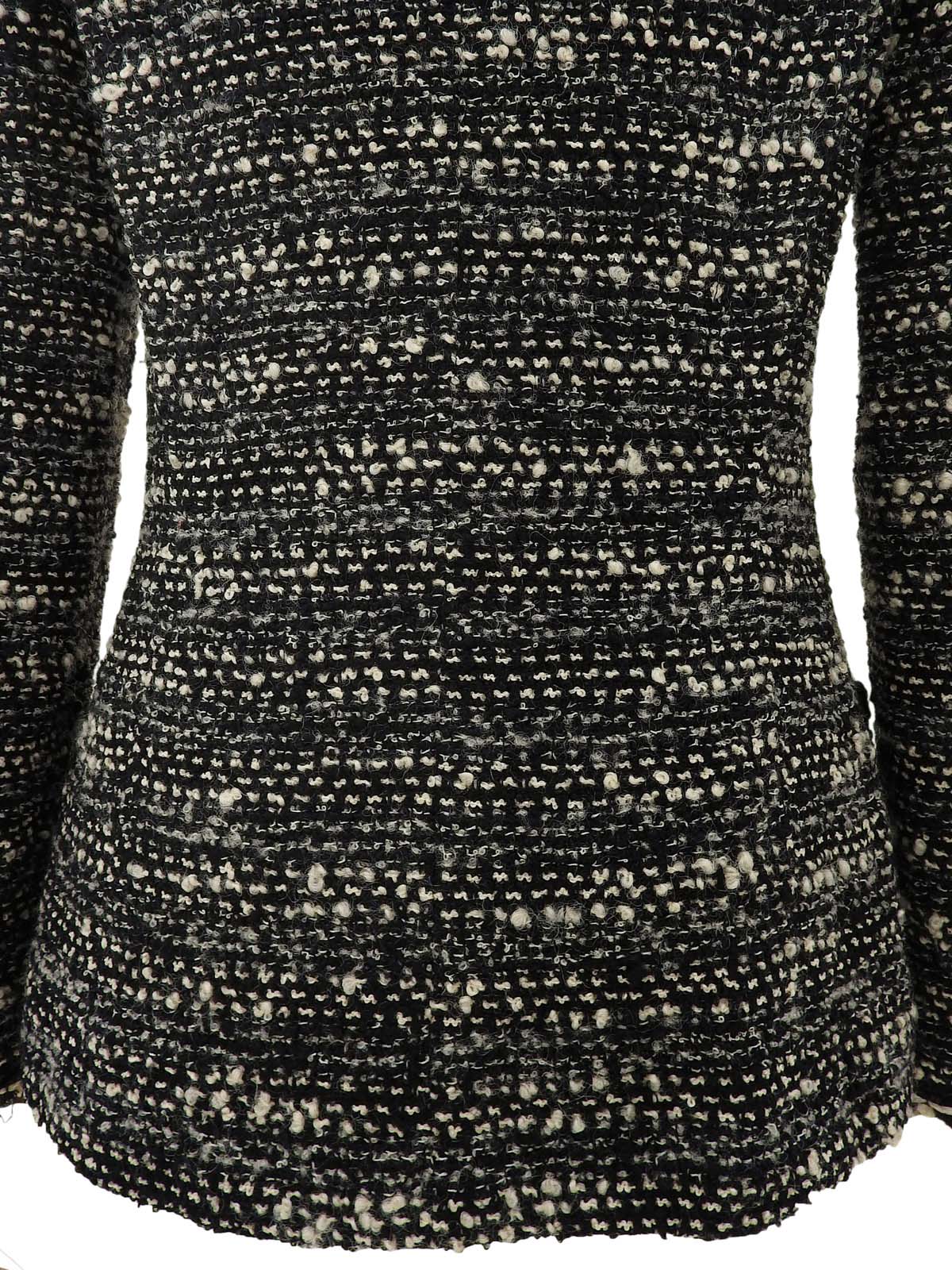 黑色/白色斜纹软呢CC标志纽扣夹克