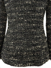 黑色/白色斜纹软呢CC标志纽扣夹克