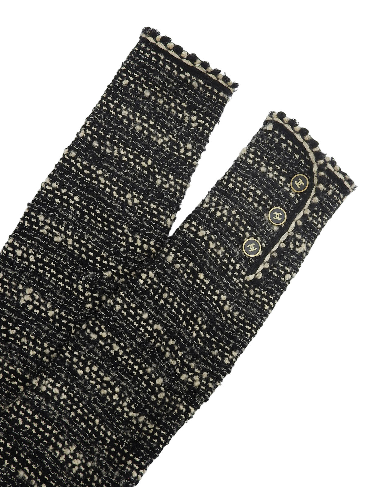 黑色/白色斜纹软呢CC标志纽扣夹克