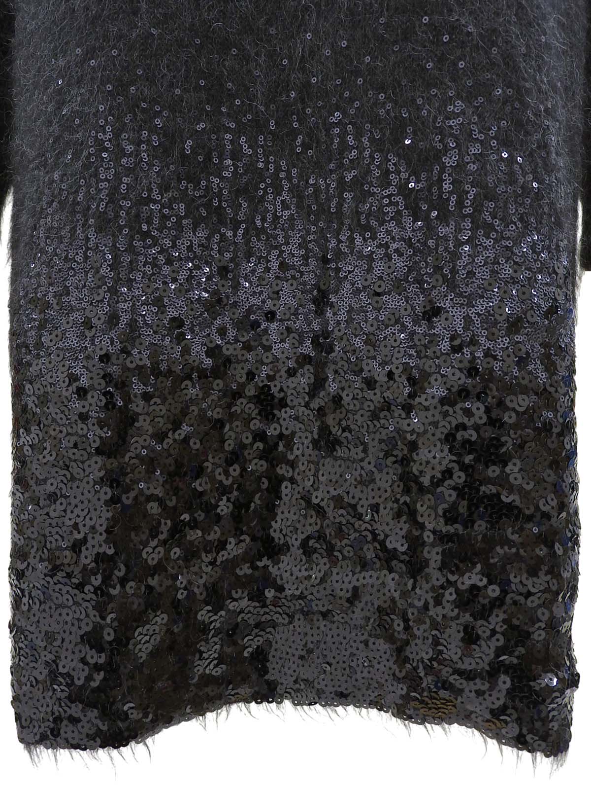 スパンコールニットワンピース グレー