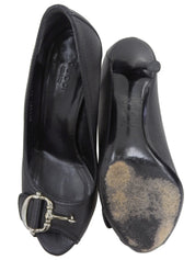 Horsebit Plate Pumps, Black, #36.5