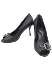 Horsebit Plate Pumps, Black, #36.5