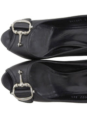 Horsebit Plate Pumps, Black, #36.5