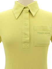 Logo Print Polo Shirt in Lime Yellow