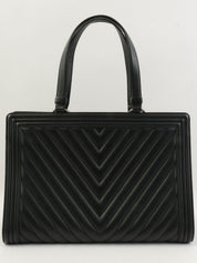2014 Chevron Stitch Boy Chanel Tote Bag in Black