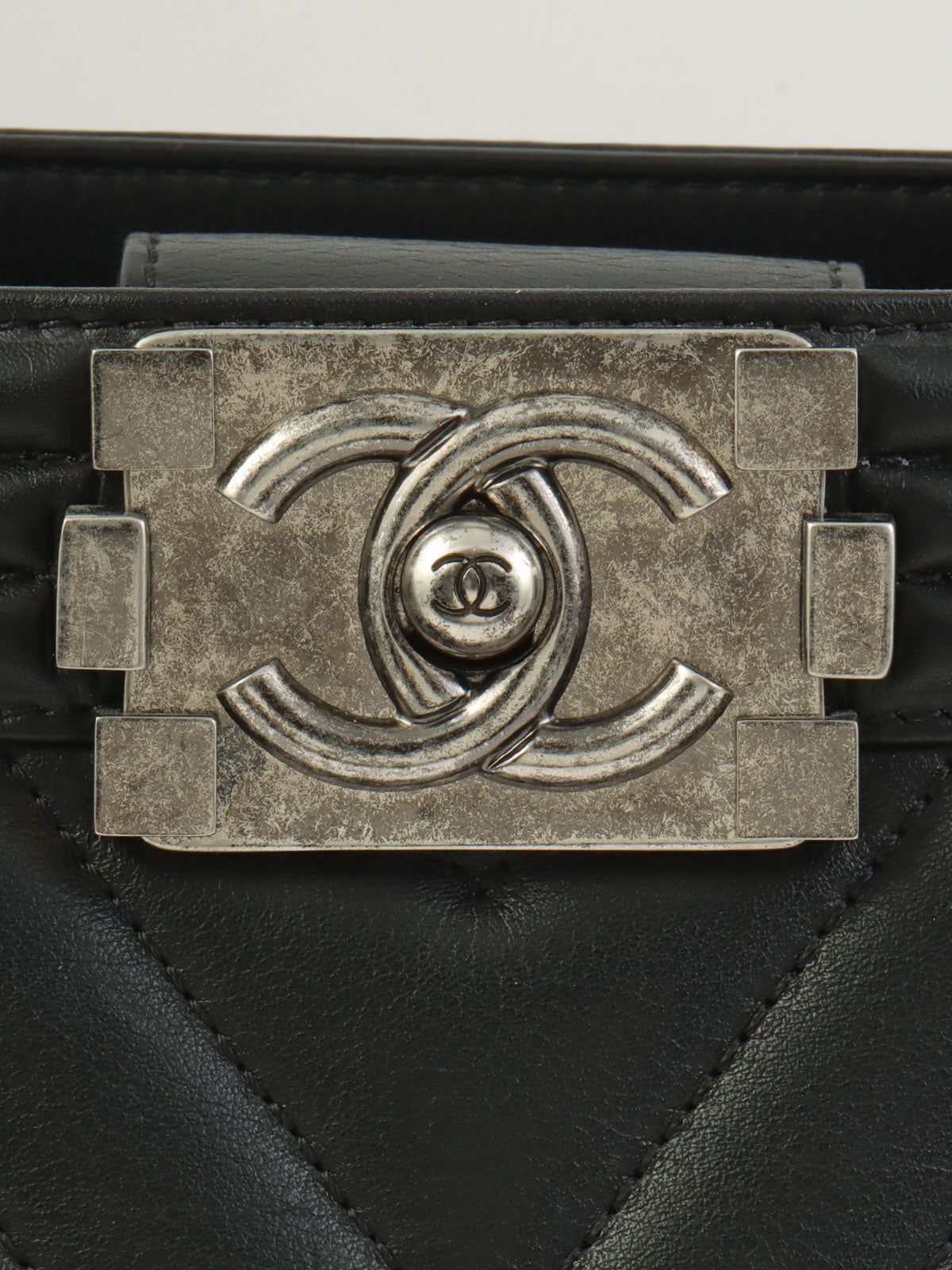 2014年頃製 シェブロンステッチボーイシャネルトートバッグ ブラック