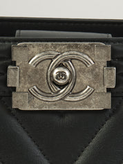 2014年頃製 シェブロンステッチボーイシャネルトートバッグ ブラック