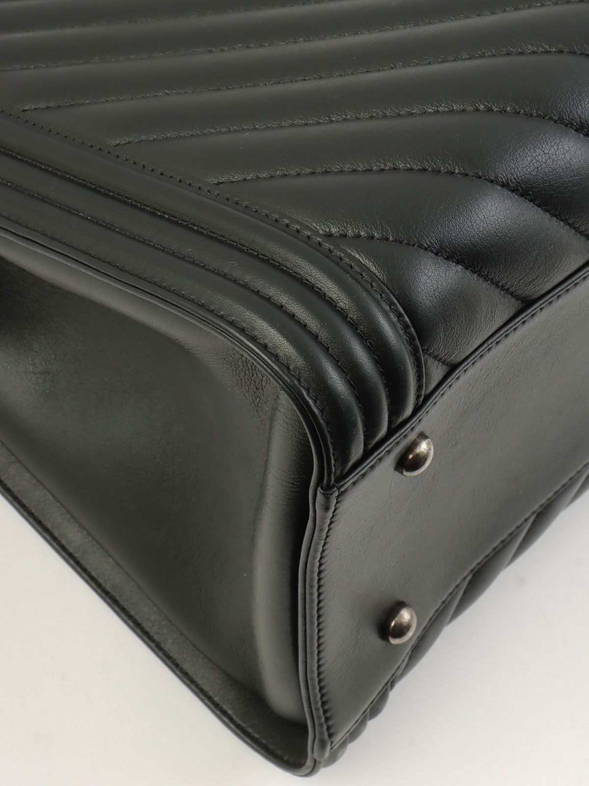2014 Chevron Stitch Boy Chanel Tote Bag in Black