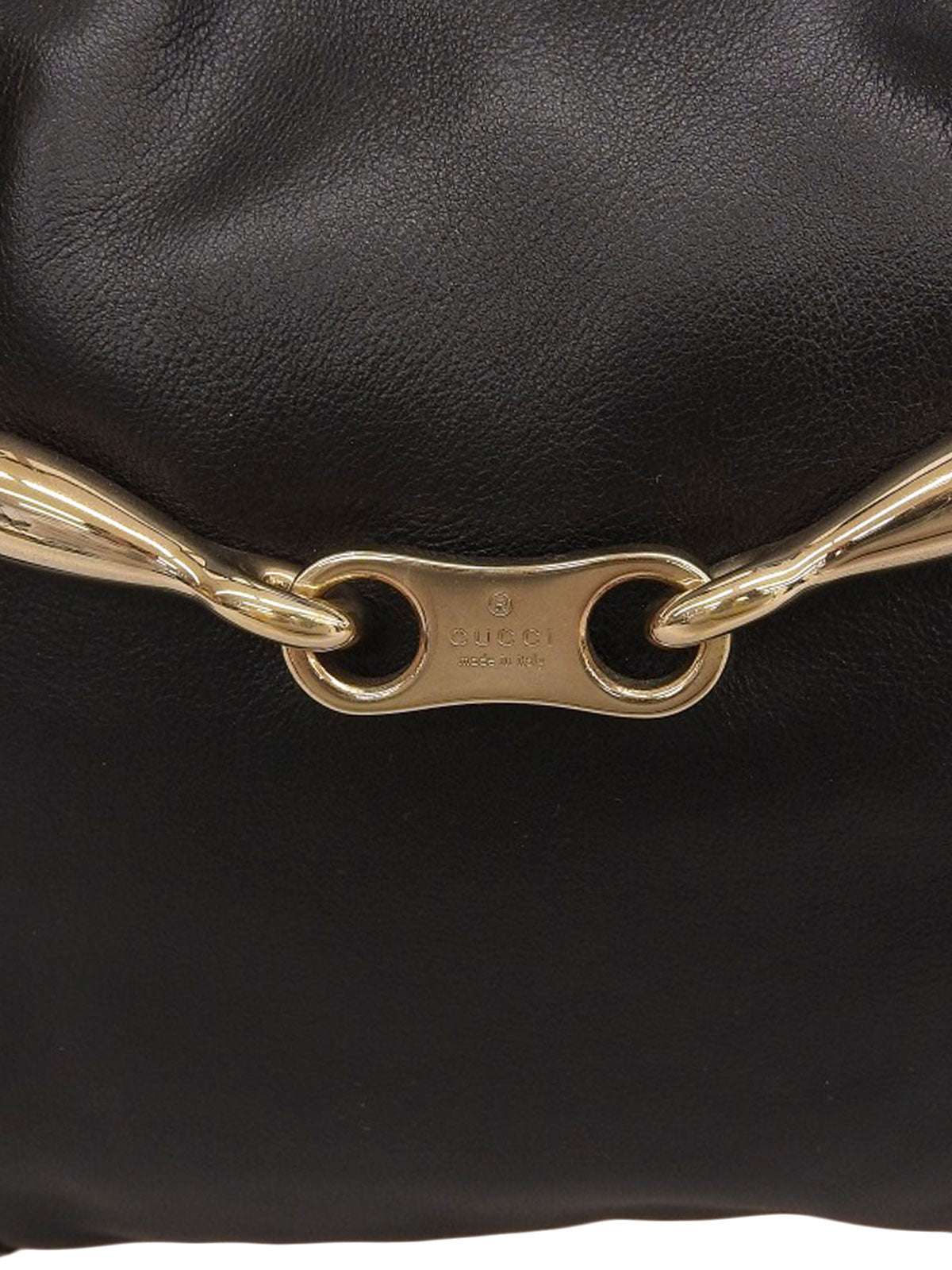 Horsebit Plate One-Shoulder Bag Black